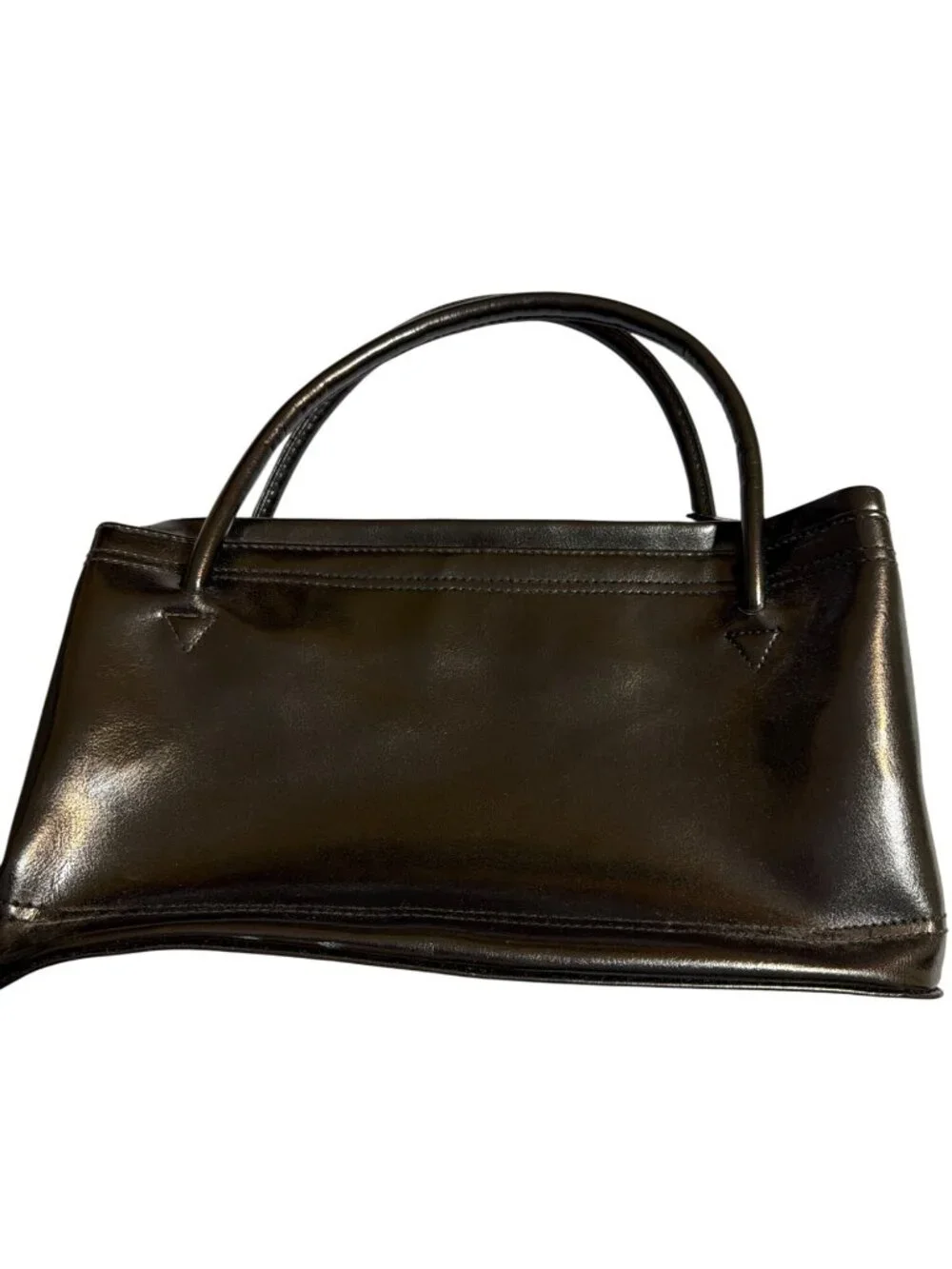 Estee Lauder Black Faux Leather Shoulder Bag Satchel Makeup Bag Gold Hardware